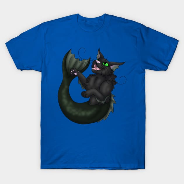 Purrmaid: Black T-Shirt by spyroid101